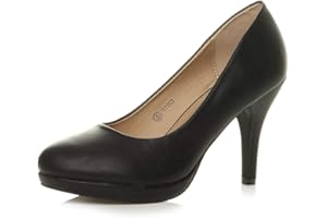 AJVANI Womens Ladies mid high Heel Platform Party Work Evening Party Prom Wedding Bridal Court Shoes Pumps Size.