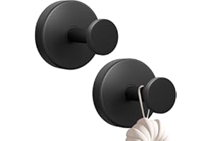 YUNISS 2 Pezzi Ganci a Ventosa, Portata 5 KG, Acciaio Inox Gancio Accappatoio Doccia, Senza Foratura Gancio Ventosa Bagno, Riutilizzabile, per Cucina, Servizi Igienici, Cucina, Ufficio -Nero