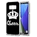 Price comparison product image Samsung Galaxy S8 Case, YOEDGE Couple Phone Case Queen King Crown Print Patterned Personalised Protective Case [Ultra Slim] Shockproof TPU Silicone Gel Cover Bumper Skin for Samsung Galaxy S8 Smartphone (Queen, Black-White)