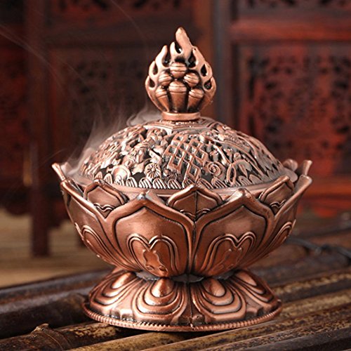 Tibetische Lotus entworfen Legierung Bronze Craft Räuchergefäss Mini Home Decoration Bronze - 2