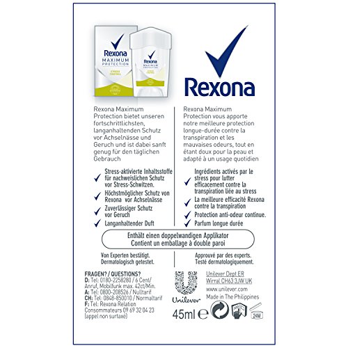 Rexona Maximum Protection Stress Control Anti-Transpirant, Damen Deo Cremestick, 3er pack (3 x 45 ml) - 2