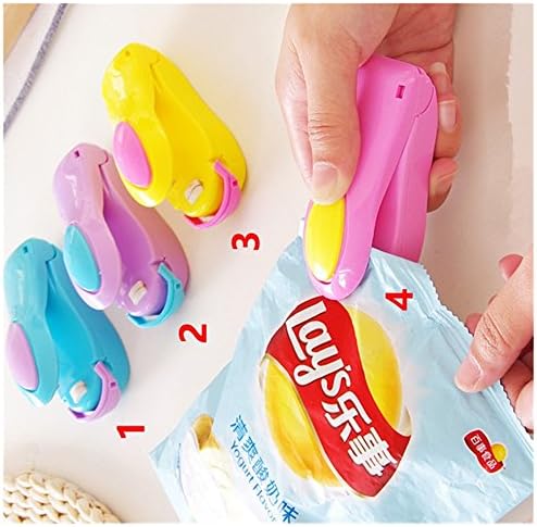 Union Tesco 6 Sets Plastic Bag Smart Sealer Portable Heat Sealer Mini Sealing Machine,Random Color
