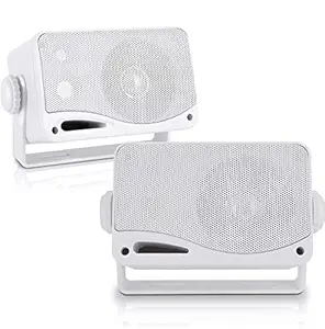 PYLE PLMR24 3.5-Inch 200 Watt 3-Way Weather Proof Mini Box Speaker System (White)