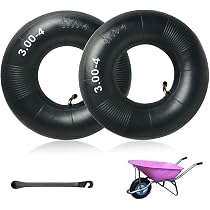Pack 2 Cámaras De Aire 3.00/3.50-4 Con Válvula Curva - Para Cortacésped, Carretilla, Remolque Y Kart