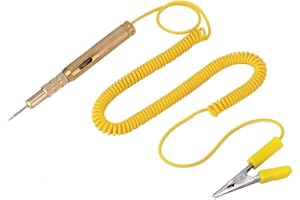 Vikenar Testeur de Circuit, DC 6V 12V 24V Automobile Tension Stylo de Test Sonde Appareil de Contrôle pour SystèMes Basse Tension (Jaune)