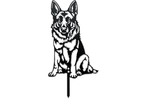 WADORN Silhouette Del Cortile Del Pastore Tedesco, Statua di Cane Da Giardino Nero, Ornamento In Metallo per Esterni, Decorazione con Silhouette di Cane, Palo Da Giardino In Ferro per Pastore Tedesco