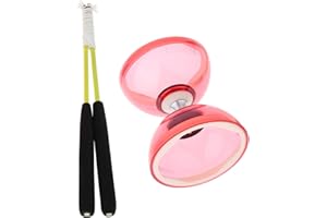 predolo Diabolo Professionnel à 3 Roulements avec Baguettes Kit d'embrayage Jouet de Jonglage 12cm, Rouge