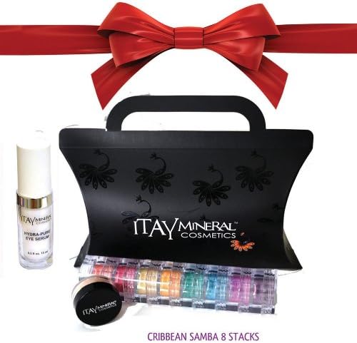 ITAY Beauty Mineral 8xStacks "Caribbean Samba" + ITAY Hydra-Pure Eye Serum + Free Sample Size Foundation MF-1 Cream Marfil + Gift Box