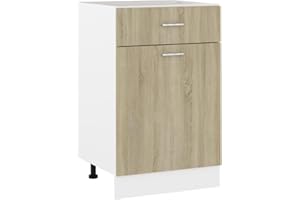 vidaXL Drawer Bottom Cabinet in Sonoma Oak Finish - Engineered Wood - Organised Storage with a Drawer and Two Shelves - Kitchen Cabinet - 50x46x81.5 cm - Scandinavian Style - Brown
