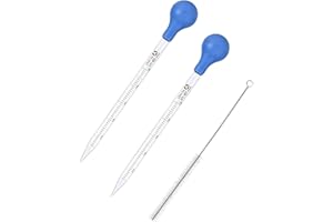 SHIRENE Pipettes 10ml,2 Pièces avec Brosse de Nettoyage Pipette Graduée en Verre Pipette Réutilisable Pipette de Transfert et Compte Gouttes en Verre pour Laboratoire Ecole et Expériences