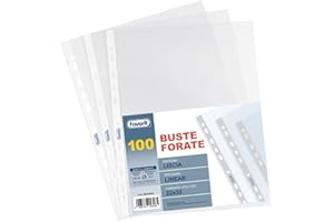 Favorit Buste Trasparenti con fori, 100 Pezzi, Finitura Liscia, Formato Interno 22 x 30 cm