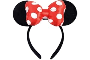 INCEPTION PRO INFINITE Cerchietto Orecchie Topolina Nero - Minnie Mouse - fiocco morbido - imbottito - Rosso - Carnevale - Halloween - pois - bianchi - Accessori - - Donna - Idea regalo natale compleanno