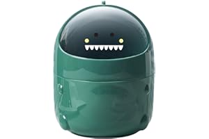 Greyoe Mini Cestino da Scrivania, pattumiera piccola, 1X cestino da tavolo per bagno, cucina, ufficio, cestino per rifiuti portatile in stile cartone animato, giallo ((Verde), 1)