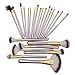 LA HAUTE 24 Pcs Top Grade Kabuki Makeup Brush Set Cosmetics Foundation Blending Blush Eyeliner Face Powder Brush Makeup Brush Kit With Synthetic Leather Case Color Beige