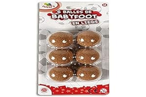 FLYPOP'S - 6 Balles de Babyfoot - Accessoire De Jeu - 040084 - Marron - Liège - Babyfoot - Jeu d'Adresse - Silencieuse - Durable - 4 cm x 4 cm - À Partir de 5 ans