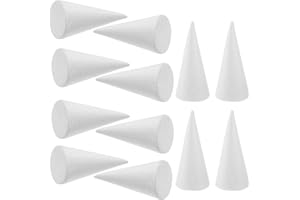 Happyyami 10cm 12pcs Coni di Schiuma Bianchi per Artigianato Creativo, Ideali per Decorazioni Natalizie e Progetti DIY, Facili da Dipingere e Personalizzare, Perfetti per Bambini e Scuole