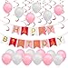 Price comparison product image PBPBOX Birthday Party Decorations, Happy Birthday Banner and 30pcs Party Balloons, 12pcs Swirl Hangings, 1pc Balloon Pump for Girls