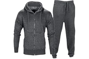 shelikes Mens Tracksuit Set Full Sleeve Fleece Zipper Hoodie Top Bottoms Jogging Joggers Sports Sweat Suit
