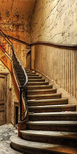 Türtapete ,,Antique Stairs TT4′ 86cm x 200cm Treppe Stufen Aufgang Haus Vintage Antik Beige Braun Fototapete inklusiv Kleister - 3
