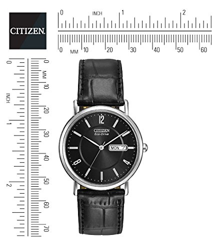 Citizen Men's Eco-Drive Watch with Black Dail Analogue Display and Black Leather Strap BM8240-03E