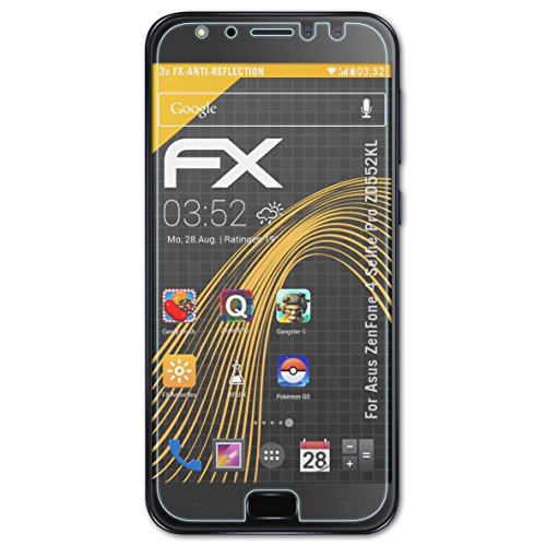 atFoliX Screen Protector compatible with Asus ZenFone 4 Selfie Pro ZD552KL Screen Protection Film, anti-reflective and shock-absorbing FX Protector Film (3X)