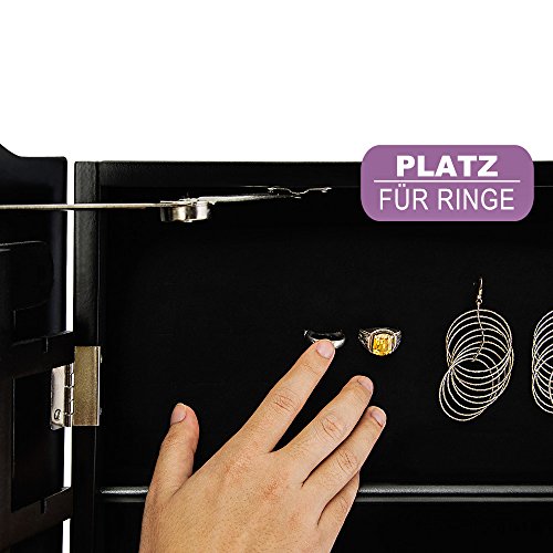 Spiegelschrank Schwarz + Türgelenk + Schubfächer + schwenkbar – Schmuckschrank Schrankspiegel - 4