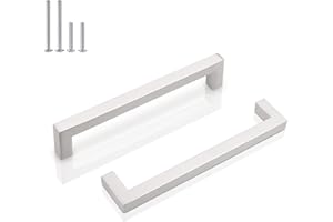 Probrico 10 PCS Square Bar Kitchen Cabinet Door Knob Stainless Steel Hole Spacing 160mm 6.3" Furniture Drawer Handle Cupboard Pull Bar Size 12mm*12mm