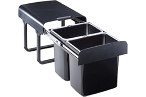 Quellmalz Einbau Abfallsammler 2x16 Liter schwarz ab 40 Unterschrank mit Drehtür