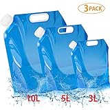 Juego de bolsas de agua azul. 3 tipos de capacidad: 10 l (38,5 x 41,5 cm, desplegado sin agua), 5 l (30 x 33 cm, desplegado sin agua),3 l (27 x 29 cm, desplegado sin agua). Puedes obtener dos tamaños de una vez, buenas para usar en diferentes ocasiones.