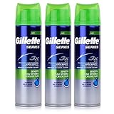 Gillette Series Shaving Gel Sensitive for Sensitive Skin 200 ml Moisturising Protective and Refreshing (Pack of 3)
