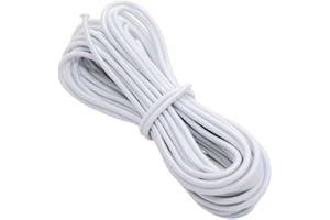 THE BEAD SHOP Cordon élastique/Chapeau Rond élastique Noir et Blanc, Artisanat, Bijoux, Masques, Chapeaux de fête (Élastique Blanc, 2mm - 10 metres)