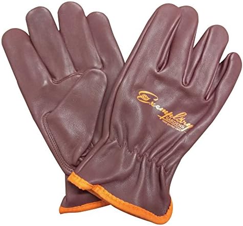 Heavy Duty Goatskin Leather Work Gloves for Men and Women. General Purpose Utility, Driver, Rigger, Safety, and Gardening Gloves (Large, Maroon)