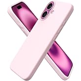 URUCHI iPhone 16 Plus ile Uyumlu Kılıf, İ&ccedil;i Kadife Kaplamalı İnce Sıvı Silikon Tam Koruma Yumuşak Jel Silikon Kapak, Pudra Pe
