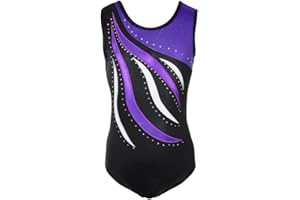 MORESAVE Gymnastics Leotards for Girls Sleeveless Sparkle Leotards Shiny Embroidery Leotard Gymnastic Ballet Dance Clothes Gym Outfits Kids Teens Birthday Christmas Gift 4 5 6 7 8 9 10 11 12 13 14T
