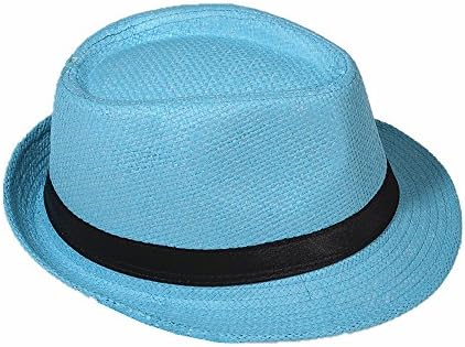 Panama Fedora Trilby Gangster straw sunhat with fabric strap, street style - -
