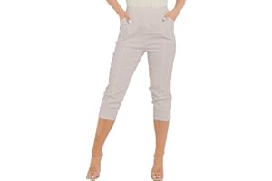 AR Paris Fashions® Women Cherry Berry Capri 3/4 Trousers, Ladies Elasticated Cotton Stretch Cropped Bottom Pants Plus Size 10-24