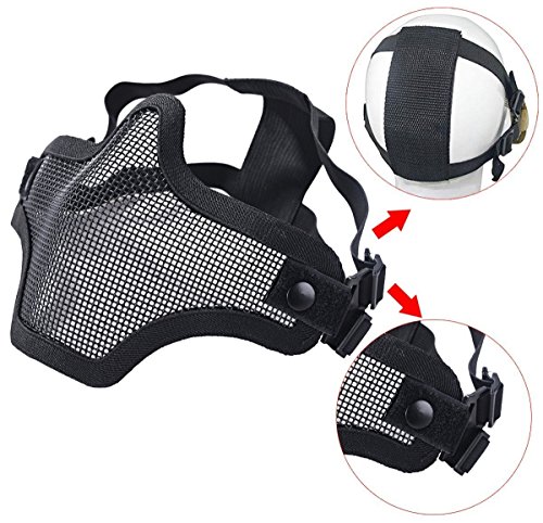 Coxeer Mesh Gesicht Schädel Maske Airsoft Halbmaske Ausrüstung Stahl Airsoft Masken - 3