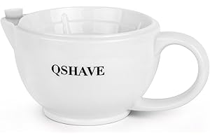 QSHAVE Shaving Scuttle Mug , Male Face Shaving Soap Bowl - Keep Lather Always Warm - Large Deep Size Bowl Handmade Pottery Cup , White