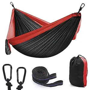 Outgeek Tree Hammock Set Nylon Foldable Portable Large Hanging Camping Hammock Parachute Hammock with Straps &