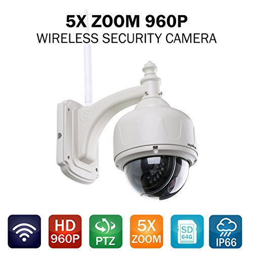 Ganga SANNCE Cámara IP Metal 960P HD Pan/Tilt/Zoom óptico 5X
Inalámbrico de Sistema de vigilancia Visión nocturna 30M wifi PTZ
compatible con iOS, Android Soporta Tarjeta 64GB en Amazon