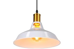 TOKIUS Suspension Lustre Industrielle Vintage Luminaire Plafonnier E27 Salon Abat-jour Plafond en Métal Rétro Style Nordique Design Câble Réglable (Blanc, 1pcs)