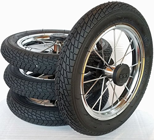 4 x Kinderwagen Rad 12 1/2 Zoll, 62 - 203 mit Metallspeichen, kugelgelagert