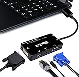 Multifunktionales Design: multifunktionaler HDMI-Adapter mit 4-in-1-Adapter; Dieser Adapter ermöglicht es Ihnen, von Ihrem kleinen HDMI-Eingang (Laptops, Computer usw.) mit Ihrem großen Display HDMI VGA oder DVI Ausgabegerät (wie Monitore, Projektoren, HDTVs) über ein HDMI-VGA- oder DVI-Kabel (erforderlich, aber nicht im Lieferumfang enthalten), Hinweis: Sie können drei Monitore gleichzeitig in Ihren Windows-Systemgeräten anschließen, während in Mac OS Geräten verbunden werden, HDMI und DVI nicht miteinander verbunden werden.