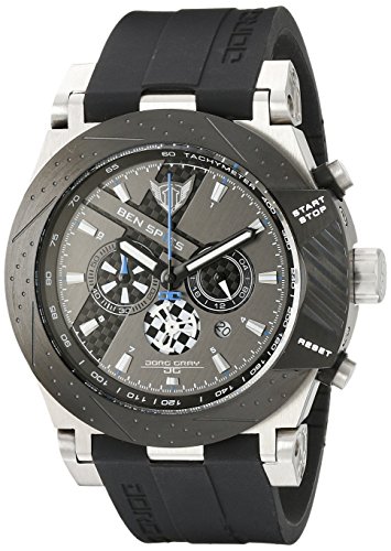 Jorg Gray Ben Spies Limited Edition Chrono Men's Quartz Watch with Black Dial Chronograph Display and Black Silicone Strap JG6700-11