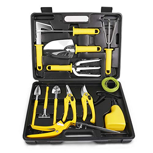 MOSFiATA Garden Tool Set, Gardening Tool Set 13 Pcs Stainless Steel Garden Tools with Carrying Case MOSFiATA Garden Tool Set, Gardening Tool Set 13 Pcs Stainless Steel Garden Tools with Carrying Case