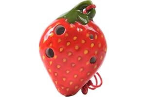 QXDGOAL Ocarina, ocarina in ceramica a 4 fori a forma di fragola rossa con cordino, 6 fori sfumati a forma di frutta, strumento per principianti (YABHTD-RED-A)