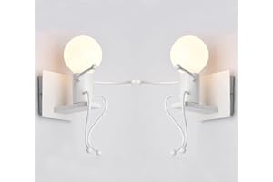 LZGS GO SWING BANDS 2 Pcs Humanoid creative applique da parete moderna arte decorativa faretti murali industriali lampada max 60W E27 Lampadina per camera da letto camera dei bambini corridoio ristorante scale
