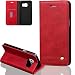 Produktbild Bookstyle Flip Case ISENPENK Exclusive Für Samsung Galaxy S7 Edge(2016)/G935F/S7 Edge Duos hülle Leder Muster [Rot] Magnet,Leder PU Lederhülle Cover 4-In-1 Seris Schale Standfunktion Etui Schutzhülle Tasche Credit Card Slots Wallet Case Leder Tasche Schutzhülle