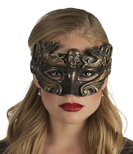 erdbeerloft - Kostümzubehör: Venezianische Maske Metalloptik Steampunk Totenkopf, Schwarz