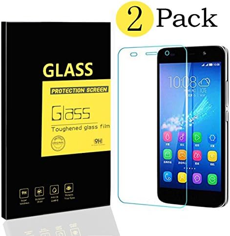 [2-Pack] Huawei Y6 II Screen Protectors , MENGGOOD Tempered Glass Protective Films Invisible Transparent Crystal Clear Protection Display Shield for Huawei Y6 II - 9H Hardness